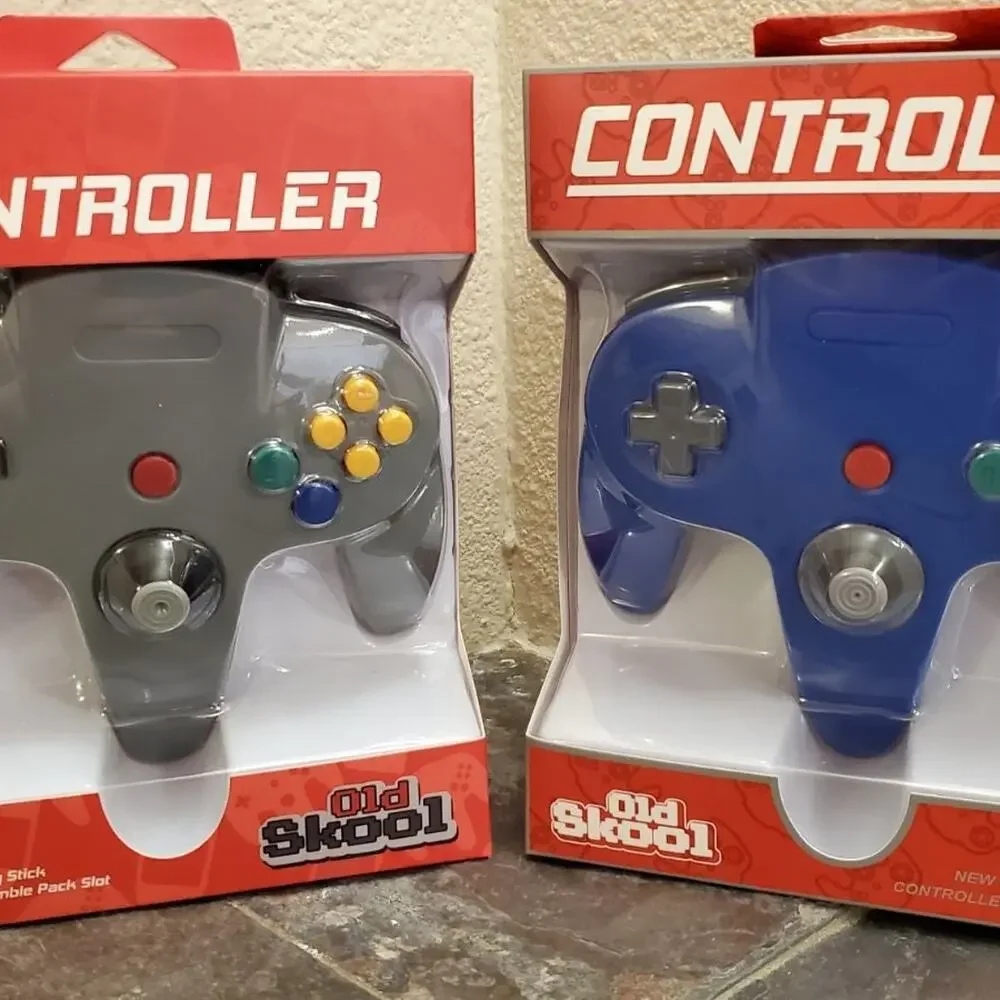 2 N64 Controllers - Grey & Blue (NEW) - Nintendo64 - Old Skool